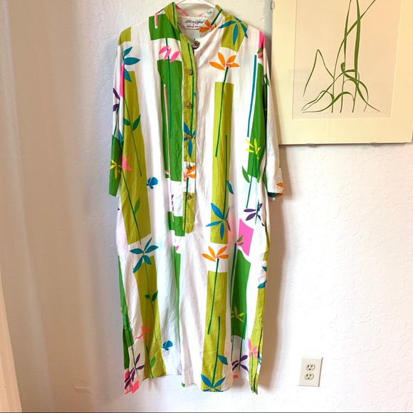 Vintage Dresses & Skirts - Vintage 60s 70s mod kaftan bamboo neon Penthouse Gallery VTG